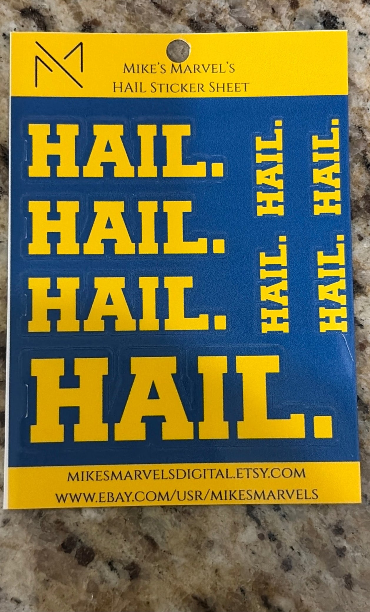 University of Michigan  Hail Sticker Pack - Blue Border